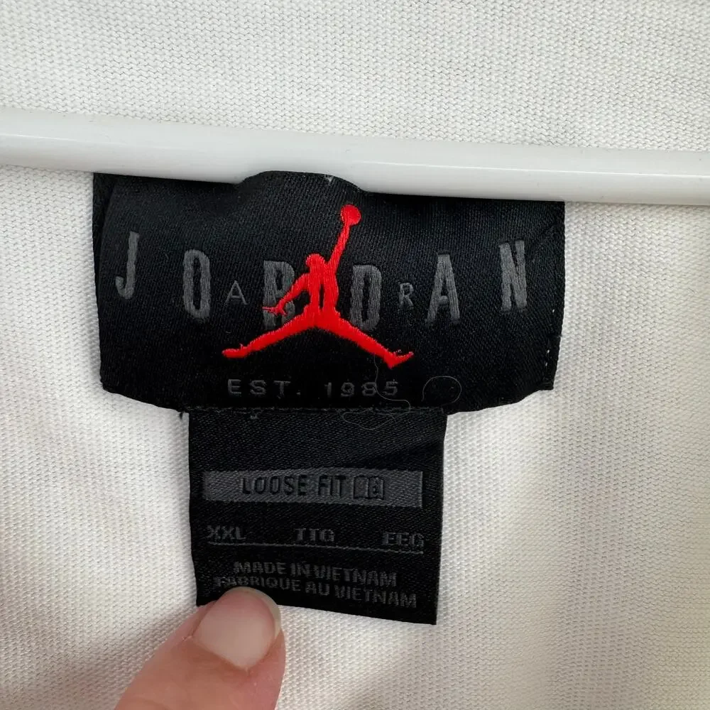 Jordan Flight MVP‎ Snap Down Embroidered Baseball Jersey Mens XL White Black